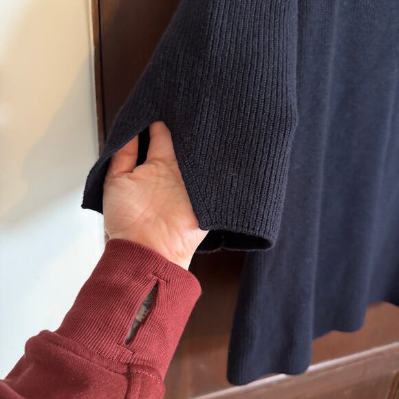 COS Black Oversize Chunky Knit Fold down Wrap Collar Sweater Cotton Wool Medium - Picture 4 of 9